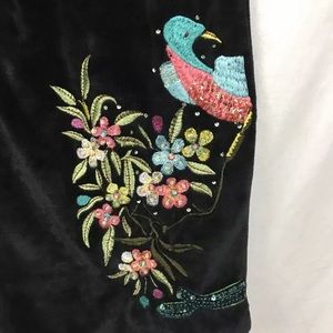 SOLD, NO MORE OFFERS, BCBG Max Azria Velvety Embroidered Sweatpants